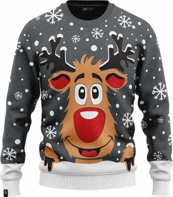 Immagine prodotto di JAP Christmas Maglione di Natale brutto Rudolph la renna - 100% riciclato - Unisex per donna e uomo - Grigio - Taglia XXL