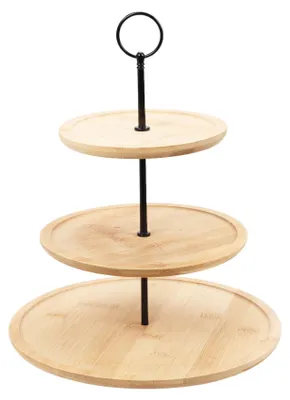 Produktbild von Servierständer mit 3 Ebenen Excellent Houseware, Bambus, 28/21/16,5x34 cm, braun