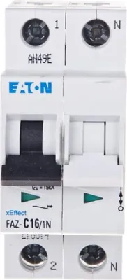 Imagen del producto de Interruptor automático 1P+NC, 16A, 15kA, AC, FAZ C16/1N, referencia 278674