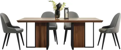 Produktbild von Braunes Esstisch Set, 5-teilig, mit Stühlen, Modern, 220x50x79 cm