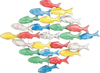 Produktbild von Wand-Deko IKAN Bunt ca.90x65cm Holz Fischschwarm