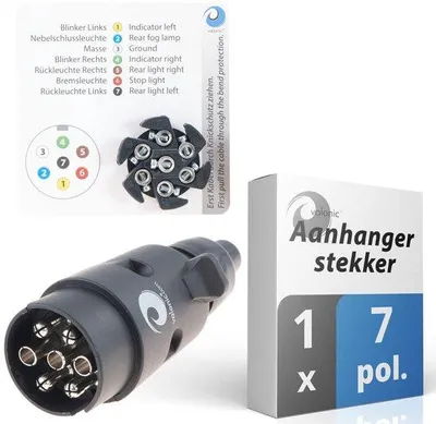 Productafbeelding van aanhangerstekker - 7-polig, zwart - incl. aansluitsjabloon - 7-polige aanhangerstekker