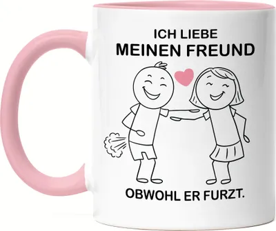 Produktbild von Ich Liebe Meinen Freund Obwohl Er Furzt Tasse Rosa Liebesbeweis Herzensmenschen Paar Liebling Furz Pups Liebe
