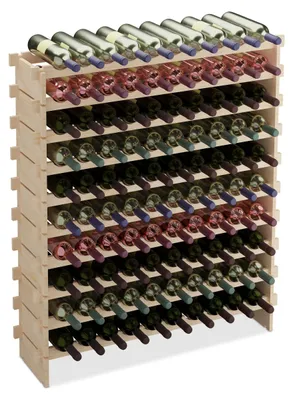 Weinregal für 100 Flaschen, stapelbar, Kiefernholz, 120x103x25 cm