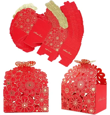 Süßigkeitenschachtel aus Papier, 50 St., rot, 7x6,5x8,5 cm