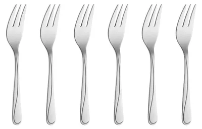 6er Set Kuchengabeln, Edelstahl, poliert, silber, spülmaschinengeeignet