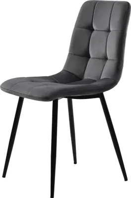 Produktbild von Flieks Essgruppe 5-tlg, Esstisch mit 4 Stühlen, Rundtisch 80x80x76 cm, Esszimmerstühle aus Samt, schwarz + grau