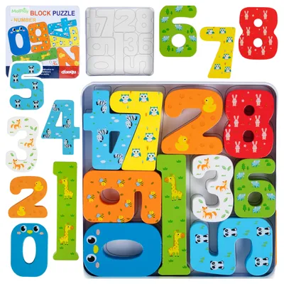 Produktbild von Malplay Holzpuzzle Zahlen Lernpuzzle lernen zählen 15 cm Montessori Geschenk Puzzle ab 3 Jahren