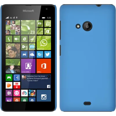 Produktbild von PhoneNatic Case kompatibel mit Microsoft Lumia 535 - Hülle hellblau gummiert Hard-case + 2 Schutzfolien