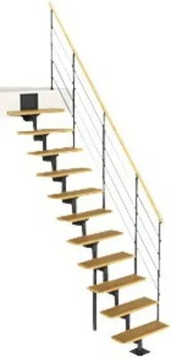 Produktbild von Pertura Mittelholmtreppe Hera Buche Anthrazit Gerade 75 cm 11 Stufen / 12 Steigungen Relinggeländer Anthrazit Buche