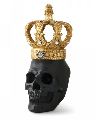 Produktbild von Schwarzer Totenkopf mit verzierter Königskrone 30cm