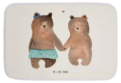 Produktbild von Mr. & Mrs. Panda Badezimmerteppich Bär Freundin - Weiß - Geschenk, Teddy, Badteppich, Badvorleger, duschmatte, Beste Freund Liebe Liebesbeweis Verliebt Kumpel Kumpeliene