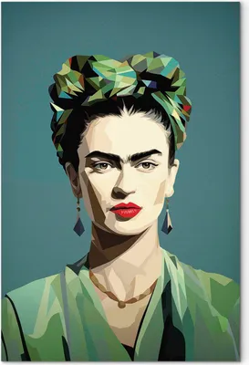 Produktbild von Wandbilder XXL Frida Kahlo 80x120 cm 1 tlg  Wand Deko Leinwand Bilder Groß Wohnzimmer Grün und minimalistisch Frau Porträt Abstraktion h-H-10059-b-a
