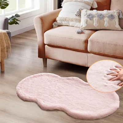 Obrázok produktu pre Umývateľný, plyšový koberec z umelého materiálu, ružovej/svetloružovej farby, rozmer 60x120 cm