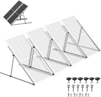 Image de Supports pour panneaux solaires, angle réglable, construction en aluminium durable, lot de 45 fixations de type IN