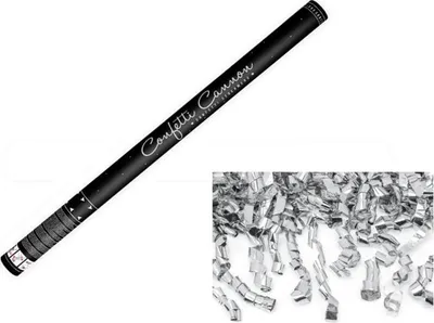 Zdjęcie produktu dla Armatka konfetti z serpentynami srebrna 80 cm