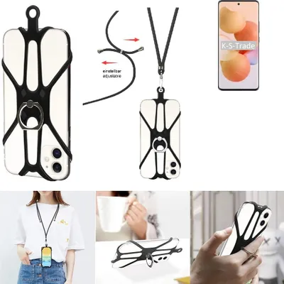 Produktbild von K-S-Trade 3in1 Handykette Handyband Handykordel Halsband Smartphone-Ring Handy-Ring kompatibel mit Xiaomi Civi Fingerhalterung Handyring Tischständer