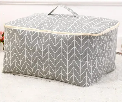 Produktbild von Faltbare Aufbewahrungsbox Aufbewahrungstasche aus Leinen Tragetasche für Bettdecken 60*49*29 cm-Grau