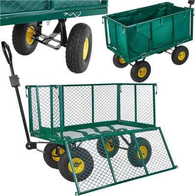 Immagine prodotto di Carrello da giardino con sponde pieghevoli ribaltabili, carrello a mano da trasporto, max 220 litri-kg, 96 x 51 x 40 cm Geko