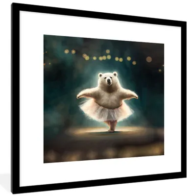 Produktbild von MuchoWow® Gerahmtes Poster Bär - Rock - Ballett - Porträt - Tiere 40x40 cm - Poster mit Schwarzem Bilderrahmen Wandposter Rahmen Foto Bilder - Poster - Plakat im Rahmen