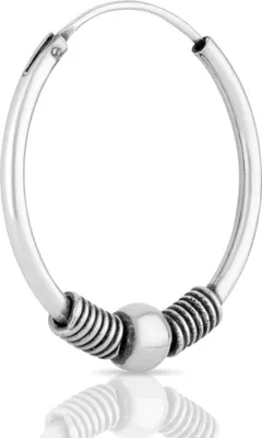 Produktbild von Bali Creole einzel Ohrringmit Kugel 25mm Sterling Silber Gothic Mittelalter 4989