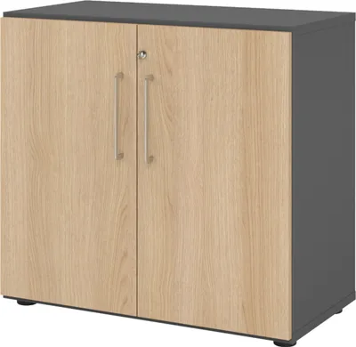 Produktbild von bümö smart Aktenschrank - 2 Ordnerhöhen - Nachbildung: Graphit/Eiche