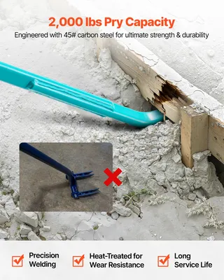 Produktbild von VEVOR Hebelstange, 907 kg Tragfähigkeit, 1,3 m Schwerlast-Kohlenstoffstahlgriff Hebelstange, 1,4 m lange Brechstange für Beton, Abriss, Hebelarbeiten, ideal für Bau- und Industrieanwendungen