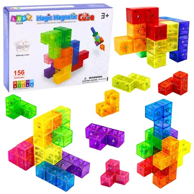 Productafbeelding van Magnetische blokken Magische kubuspuzzel 156 uitdagingskaarten 9 stuks.