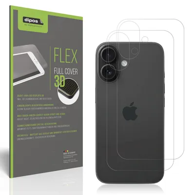 Produktbild von 2x Full Cover Schutzfolie matt für Apple iPhone 16 Rückseite Panzerfolie Anti-Shock