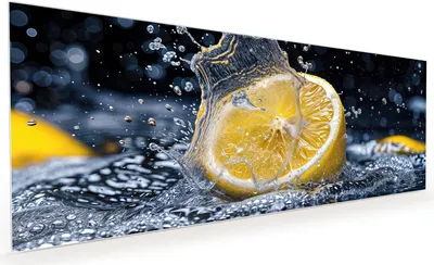Produktbild von Küchenrückwand Spritzschutz Glas mit Motiv Zitronenspritzer 40 x 40 cm