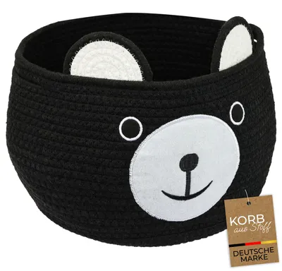 Produktbild von HMF Aufbewahrungskorb mit Griffen für Kinderzimmer aus Baumwolle Bär Schwarz, KI-generiertes Bild