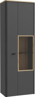 Produktbild von LEOKADIA Vitrine Artisan Eiche Nb. / Grau mit Glaselement 74x212x42 cm