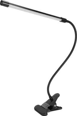 Image de Lampe de lecture à pince LED ajustable Lumière froide et chaude Noir Tube unique Alimenté par USB