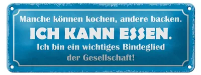Produktbild von Blechschild Spruch 27x10cm manche können kochen ich kann essen
