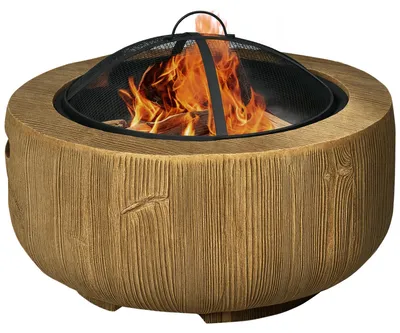 Image de Outsunny Bol de feu Foyer avec couvercle Panier de feu avec tisonnier pour le camping