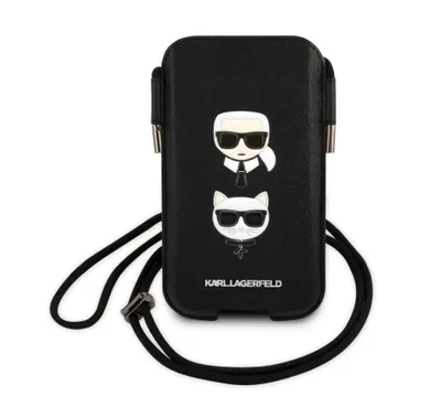 Produktbild von Karl Lagerfeld Torebka KLHCP12MOPHKCK 6,1" schwarzes Hardcase Saffiano Ikonik Karl&Choupette Head Handytasche
