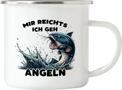 Produktbild von Mir reichts Ich geh angeln Fisch Emaille Tasse Fischer Fischerei Auszeit