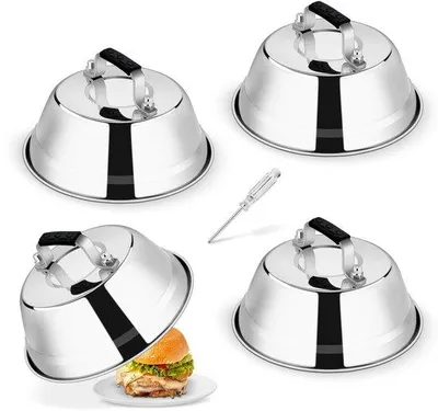 Zdjęcie produktu dla Silikonowe foremki do grillowania burgerów, zestaw 4 sztuk, ze stali nierdzewnej, odporne na wysoką temperaturę, do grillowania, burgerów, steków, teppanyaki, do użytku wewnątrz i na zewnątrz, 16,7 x 5,8 cm