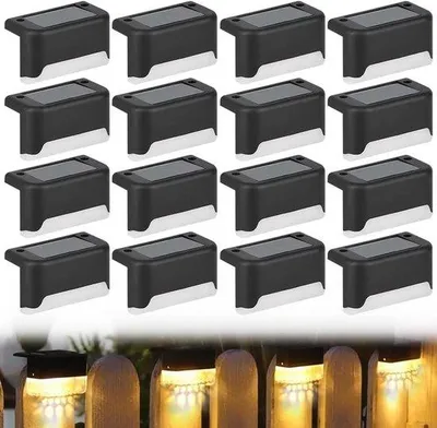 Immagine prodotto di 16 lampade solari da esterno - Si ricaricano con la luce del sole - Per giardino, terrazza e gradini - Luce bianca calda