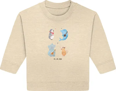 Produktbild von Mr. & Mrs. Panda Organic Baby Pullover Big Band 6. - 12. Monat - Natural Raw - Geschenk, Elefant, Pinguin, Hund, Musik, Delfin, Maus, Bullover, Lustige Sprüche