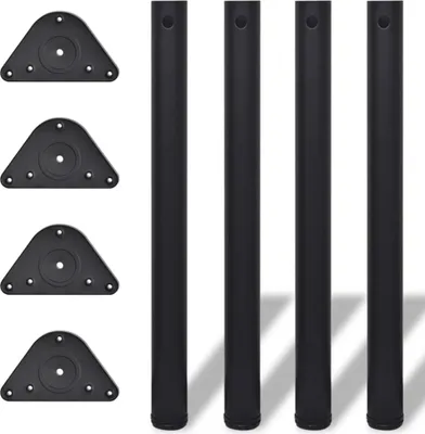 Productafbeelding van AIORBER 4 x tafelpoten, 6 x 71 cm, verstelbare schroefvoeten, eenvoudig te monteren, ijzer, steunvoet, tafelvoet, geschikt voor bar, eettafel, bureau, zwart