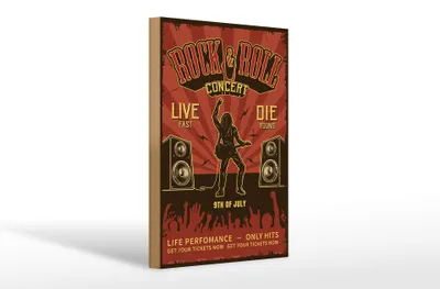 Produktbild von Holzschild Retro 20x30cm Rock&Roll Concert live 9th july