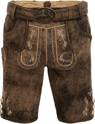 Produktbild von Rustikale Lederhose FREDO mit Latz, Messertasche und 45 cm Beinlänge, Braun