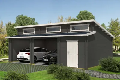 Produktbild von Lasita Maja Gartenhaus / Gerätehaus / Garage Hawaii Ohne Tore, Farbe:naturbelassen, Dachform:Stufendach