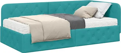 Productafbeelding van Hoekbedframe Turquoise 100 x 200 cm Fluweel