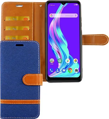 Produktbild von ZTE Blade A51 Tasche Handy Hülle Schutz-Cover Flip-Case mit Kartenfach, Farbe:Jeans Blau