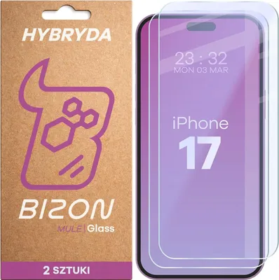 Produktbild von Flexibles Hybridglas für iPhone 17, Bizon Glass Mule Duo, 2 Stück