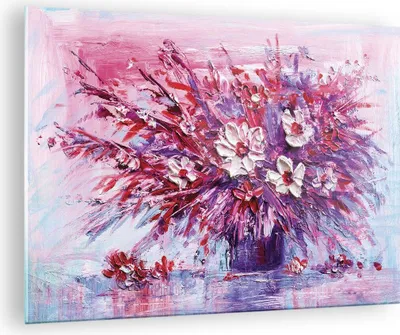 Produktbild von Bilder auf glas - Einteilig - Pastos Blumen Rosa - 70x50cm - Glasbilder - Wandbilder - Bilder - zum Aufhängen bereit - Wanddekoration aus Glas - Glas Bilder - Wandbild auf Glas - GAA70x50-4530