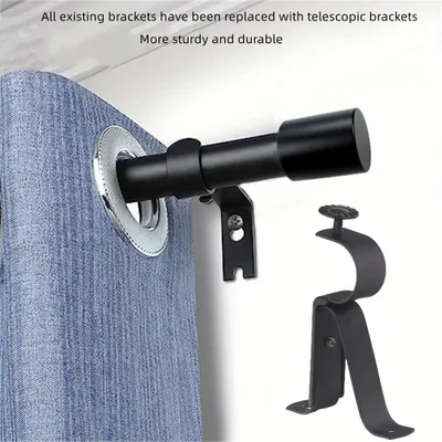 Ausziehbare Gardinenstange, Metall, 1 Zoll, schwarz, 80-300 cm