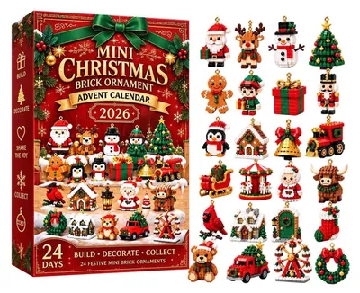 Obrázok produktu pre Xmas Mini Vianočná Stavebnica Adventný Kalendár 3D One-piece Brick Ornament Aa01 Jedna Veľkosť